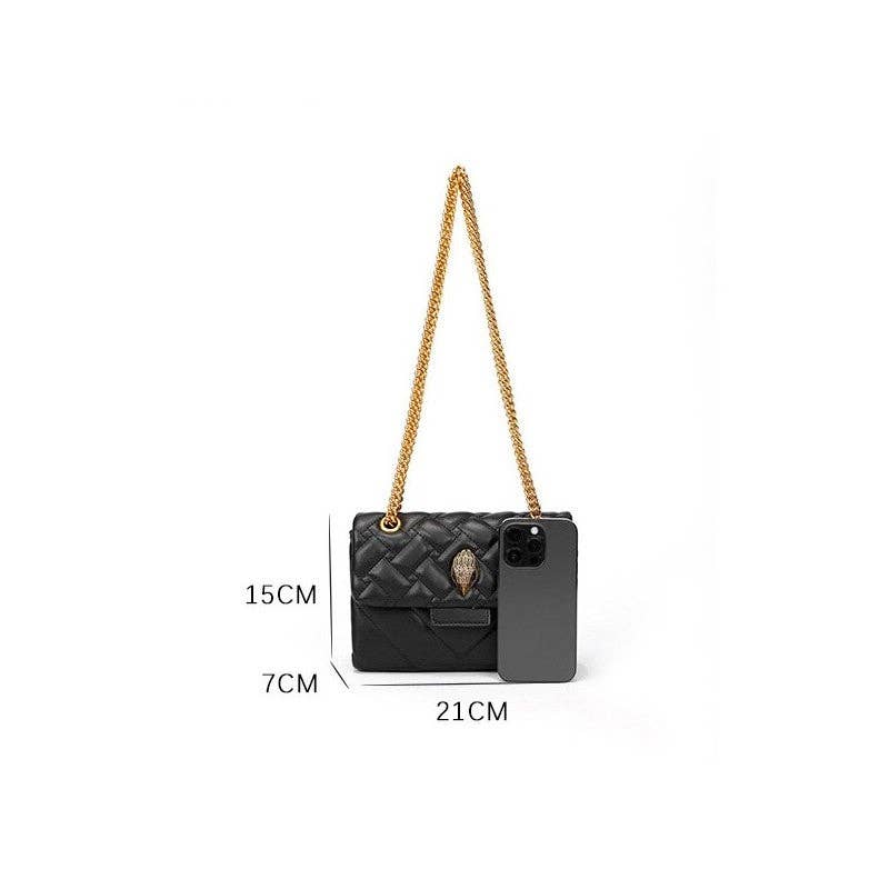 Sac à main d'épaule polyvalent et à la mode noir avec chaîne dorée et fermoir