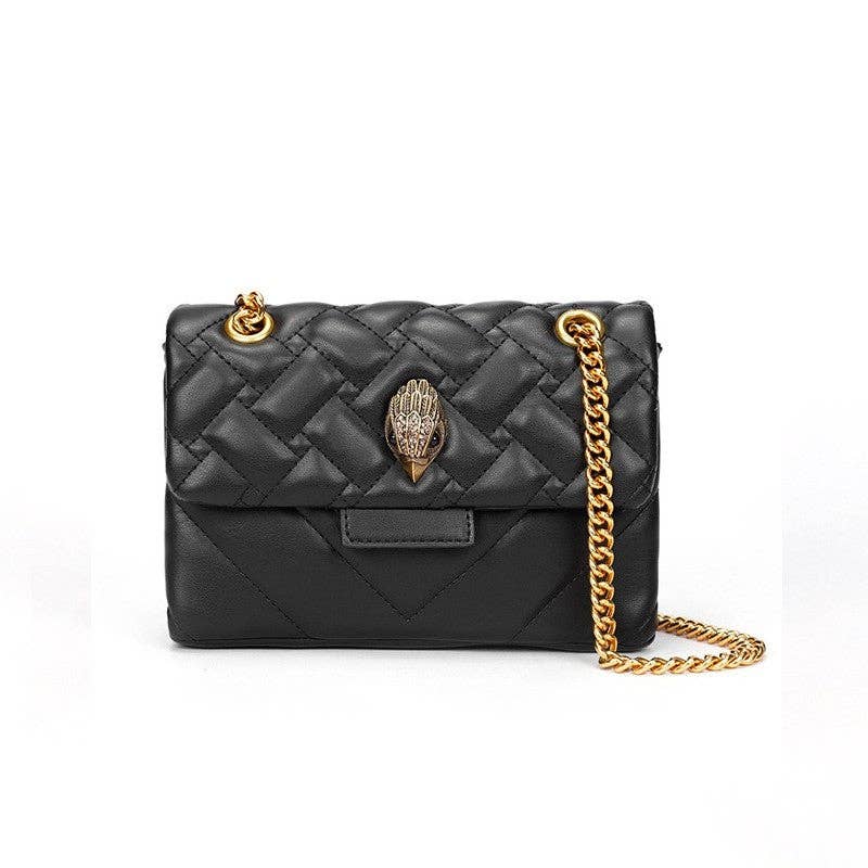 Sac à main d'épaule polyvalent et à la mode noir avec chaîne dorée et fermoir