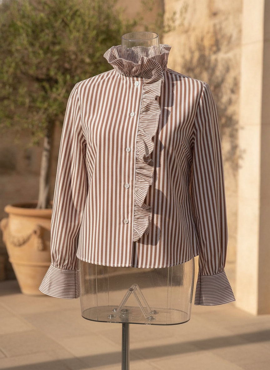 Chemise à rayures volantée - OkikiParis