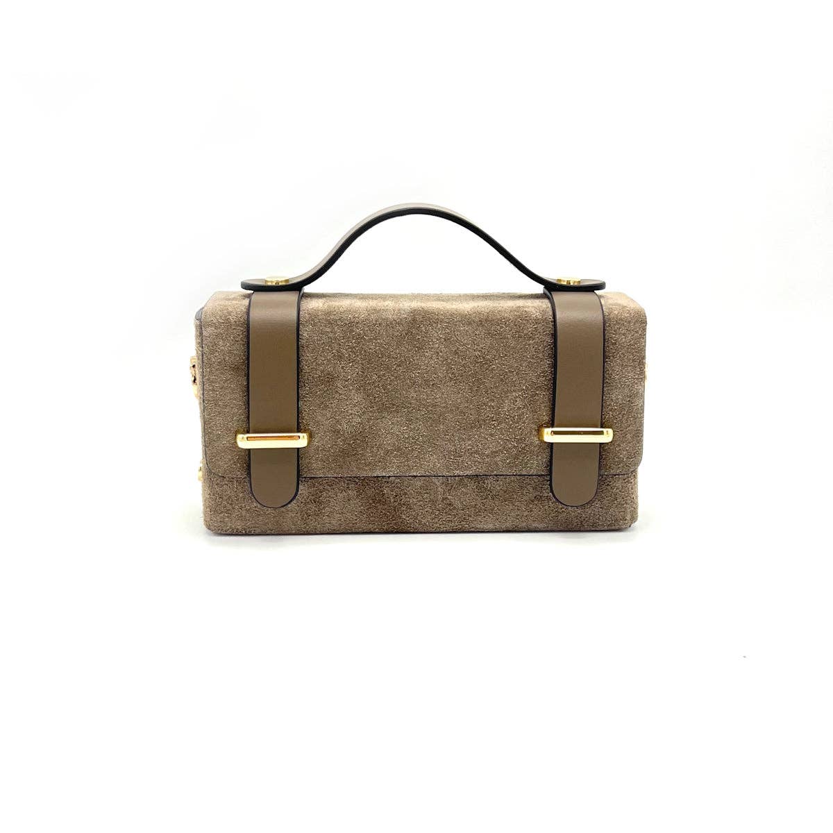 Mini pochette en cuir suédé avec chaîne, Fabriqué en Italie, art. 112629: Chameau