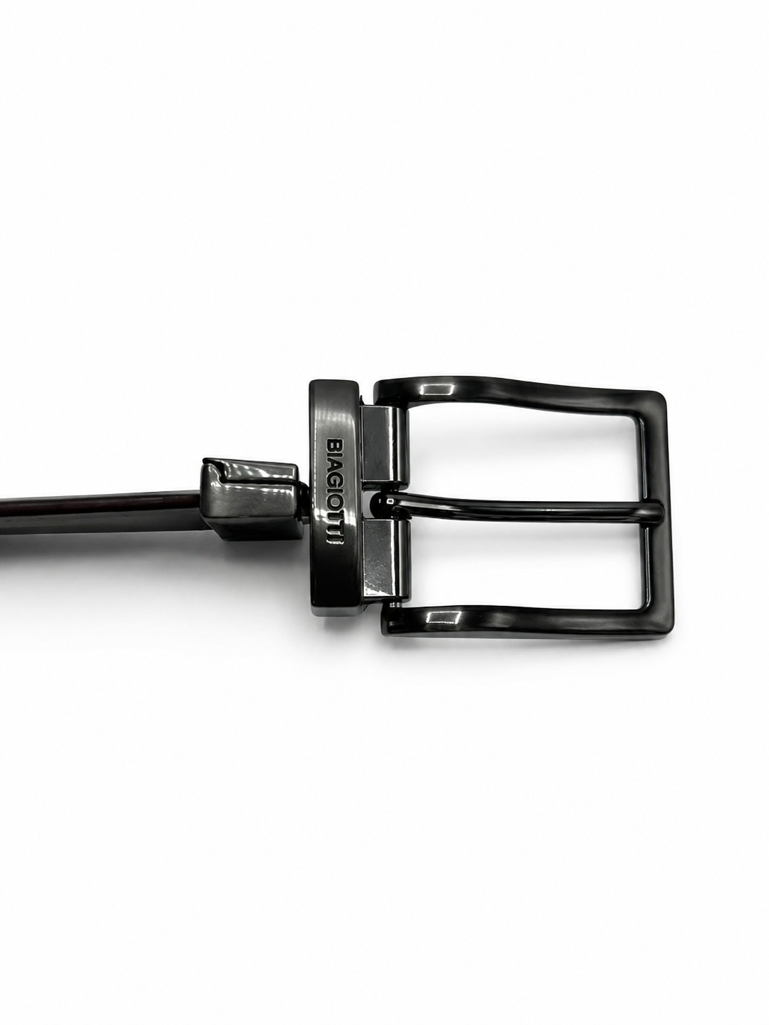 BIAGIOTTI Uomo Ceinture Réversible Classique pour Homme en Bleu foncé Noir avec Boucle Métallique