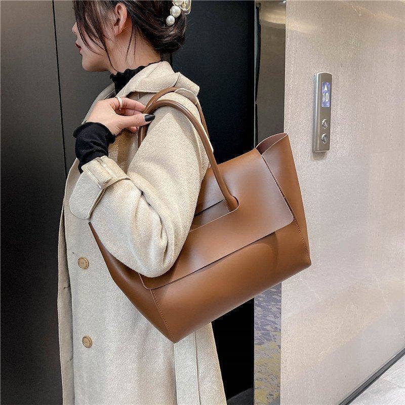 Sac cabas grande capacité pour femme, sac bandoulière pour le trajet, style rétro