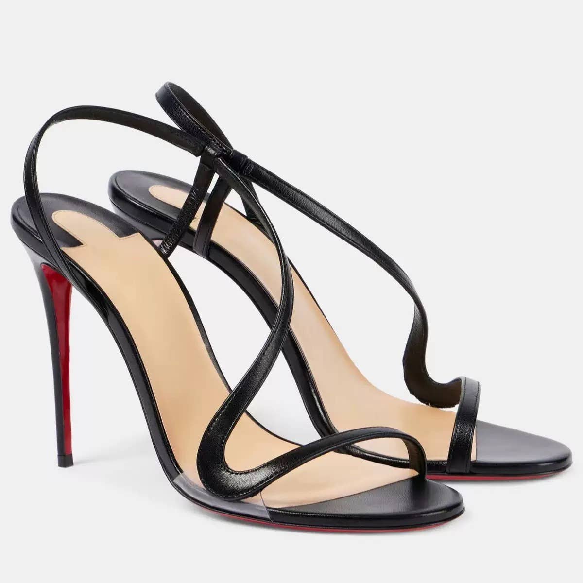 Sandales Femme Talon Aiguille Snake-Wrap — Noir & Beige | OkikiParis