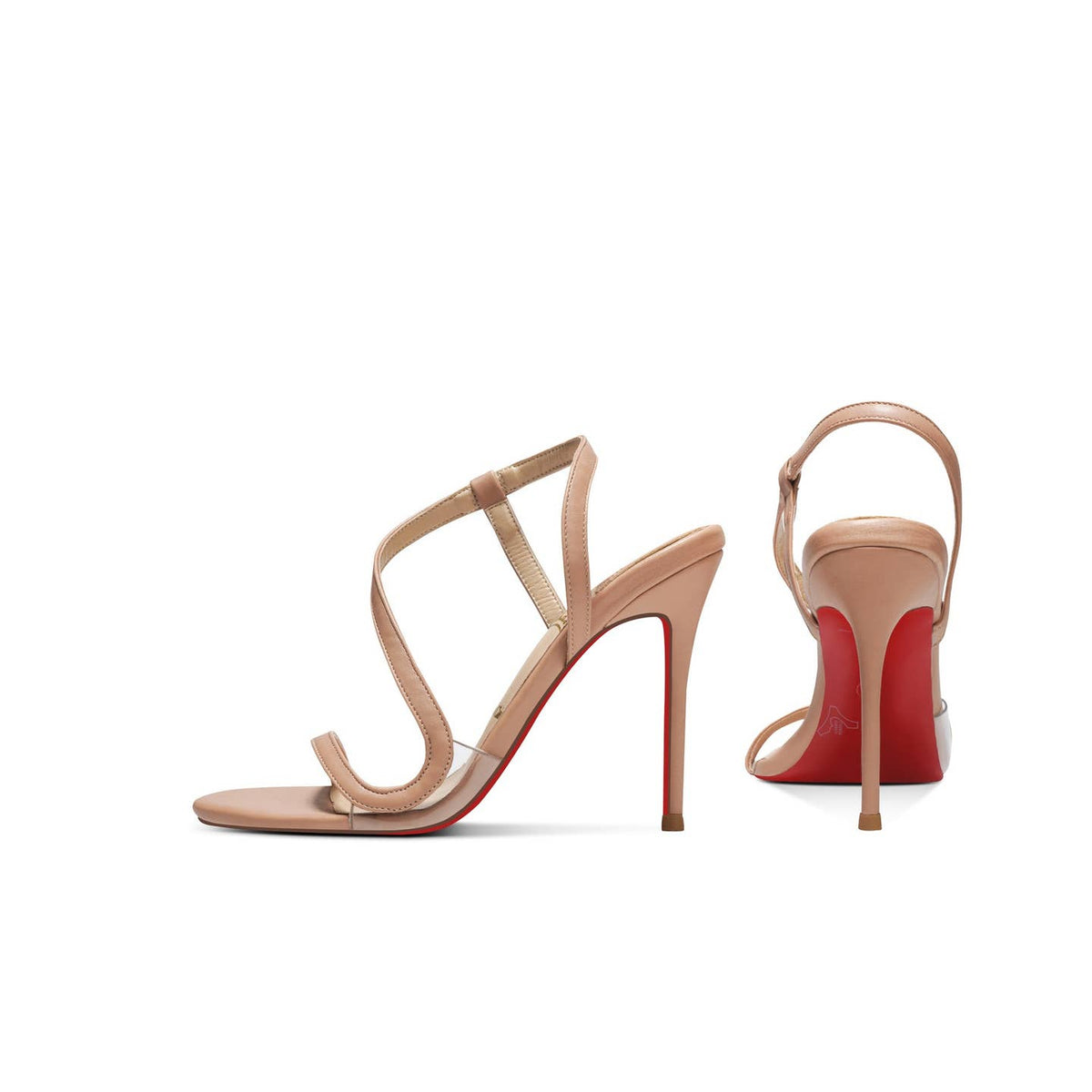 Sandales Femme Talon Aiguille Snake-Wrap — Noir & Beige | OkikiParis