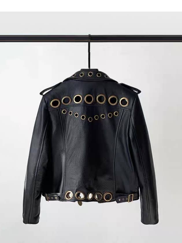 Veste Femme en Cuir d'Agneau Clouté — OkikiParis