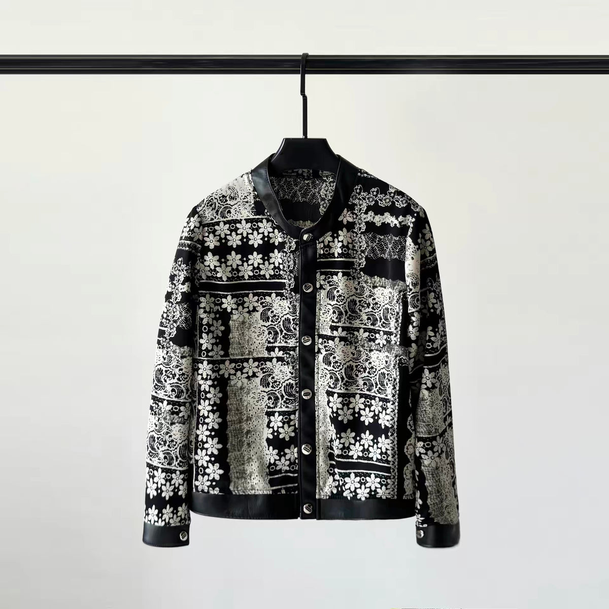 Veste-Chemise Femme en Cuir d'Agneau Imprimé Paysage Doré — OkikiParis