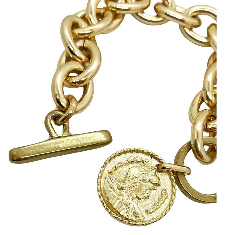 Bracelet chaîne avec pièce antique Camp dorée - OkikiParis