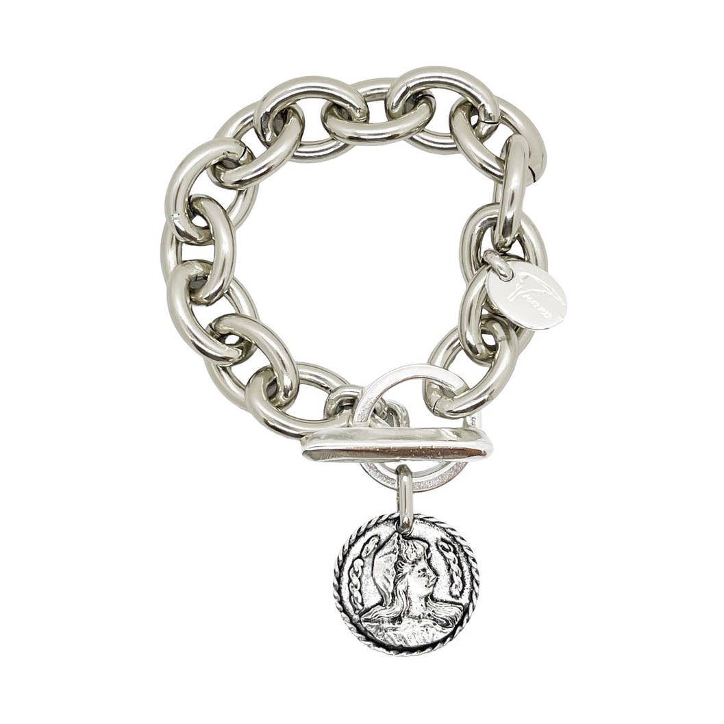 Bracelet chaîne avec pièce antique Camp dorée - OkikiParis