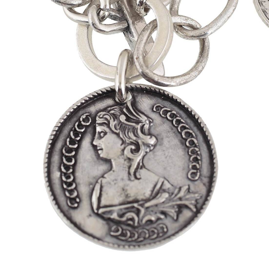 Bracelet chaîne argentée avec grandes pièces - OkikiParis