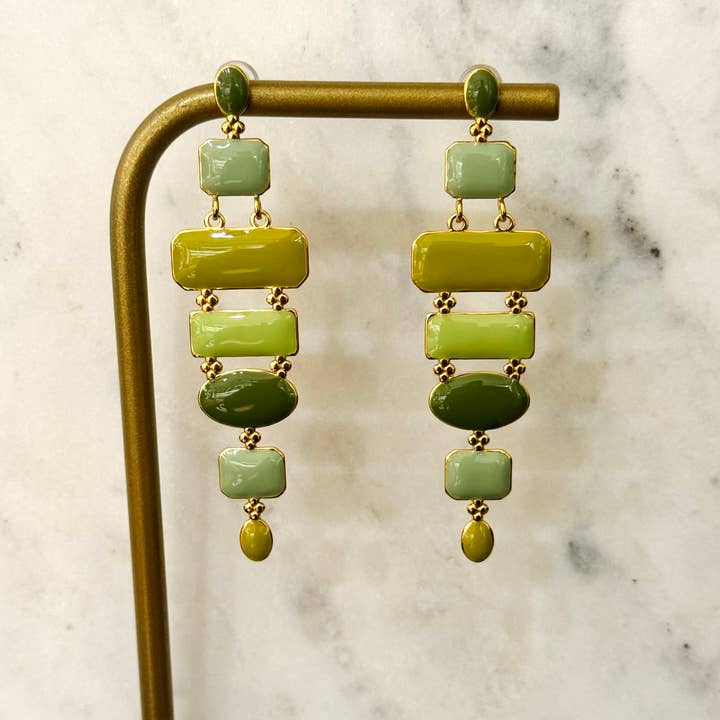 Boucles d'oreilles pendantes en émail Marilia - OkikiParis