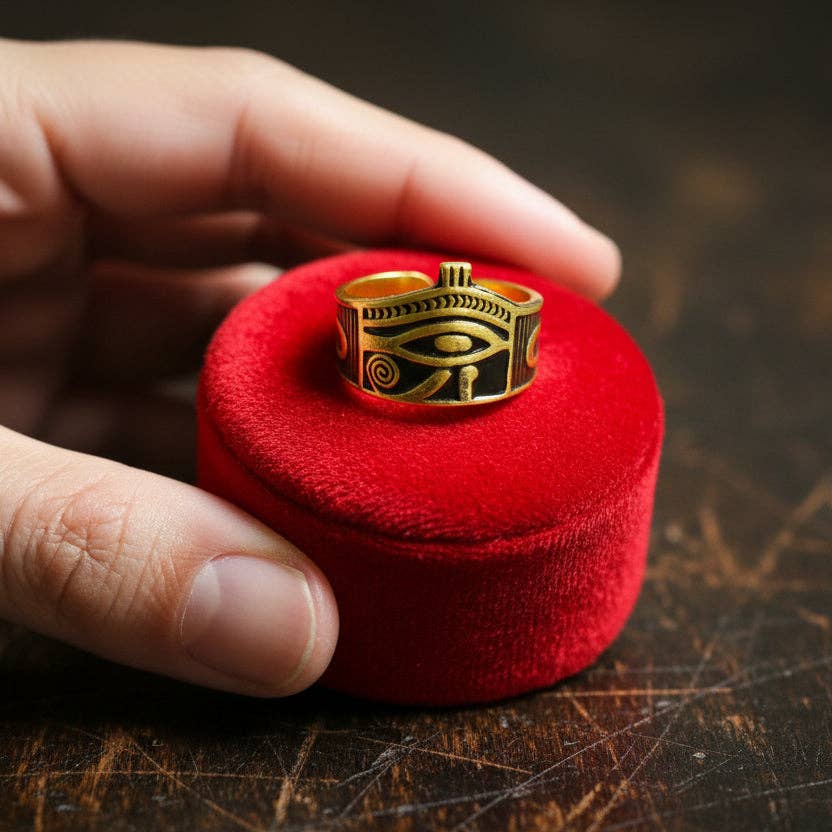 Bague Wadjet en or, talisman égyptien fait main de l'Œil d'Horus - OkikiParis