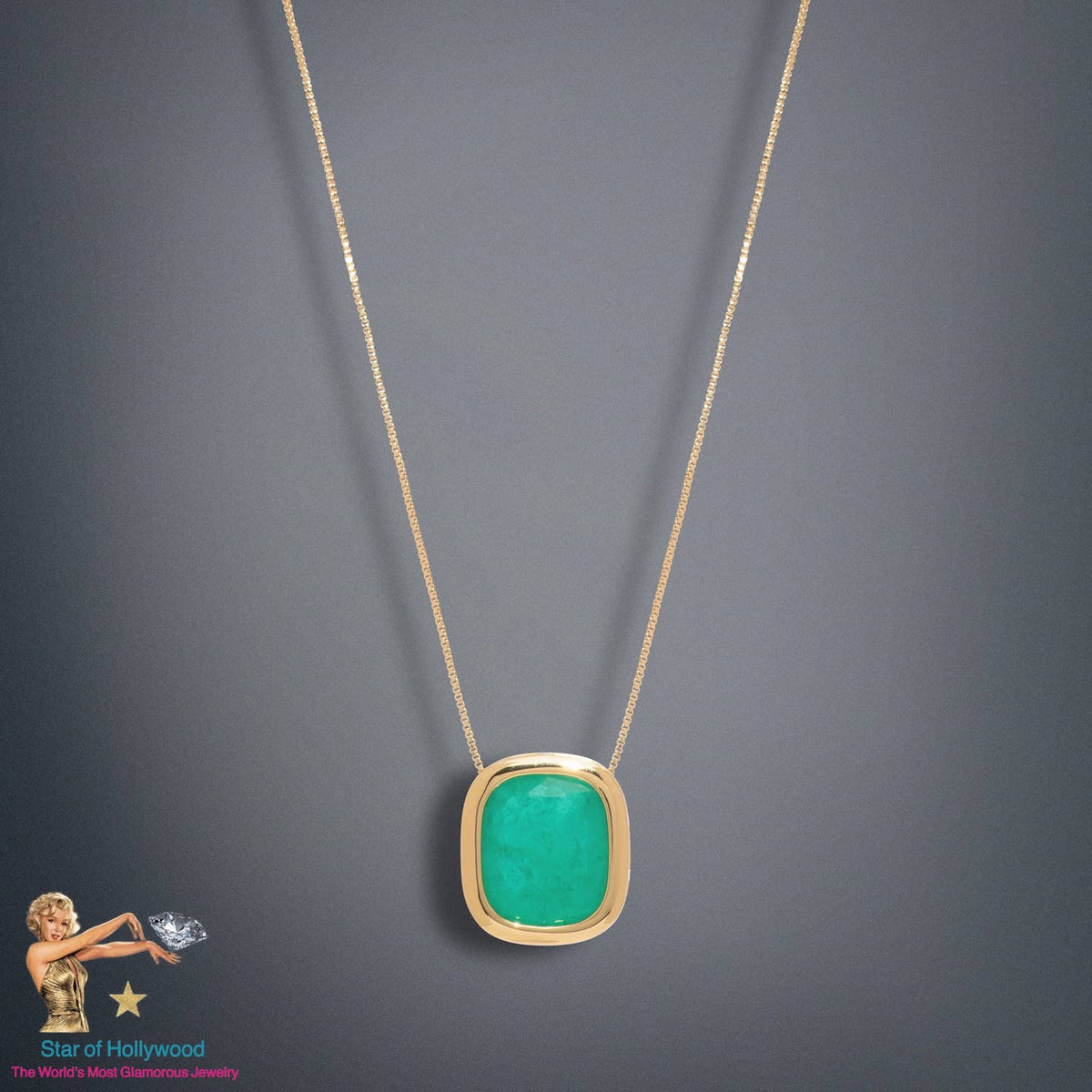 Collier en émeraude brute naturelle 18k inspiré par Angelina Jolie - OkikiParis