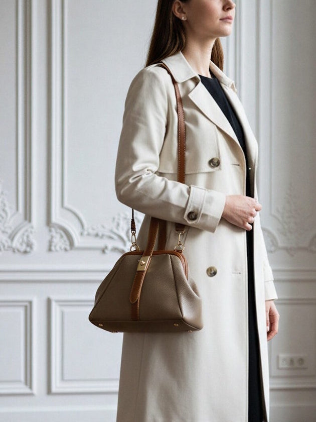Sac à main en cuir à poignée supérieure avec bandoulière amovible - OkikiParis