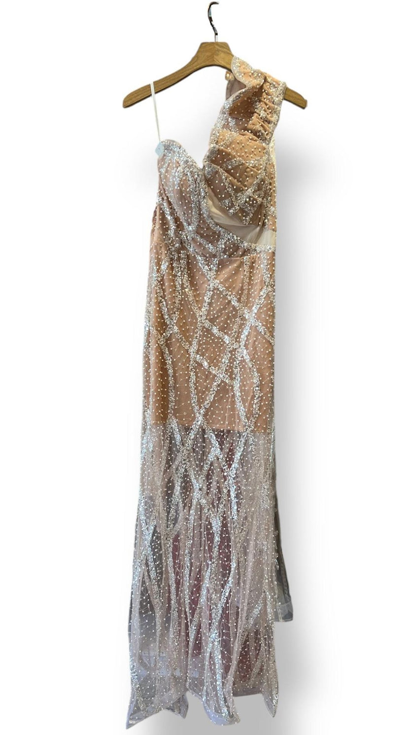 Robe de soirée coupe sirène avec brillants et sequins