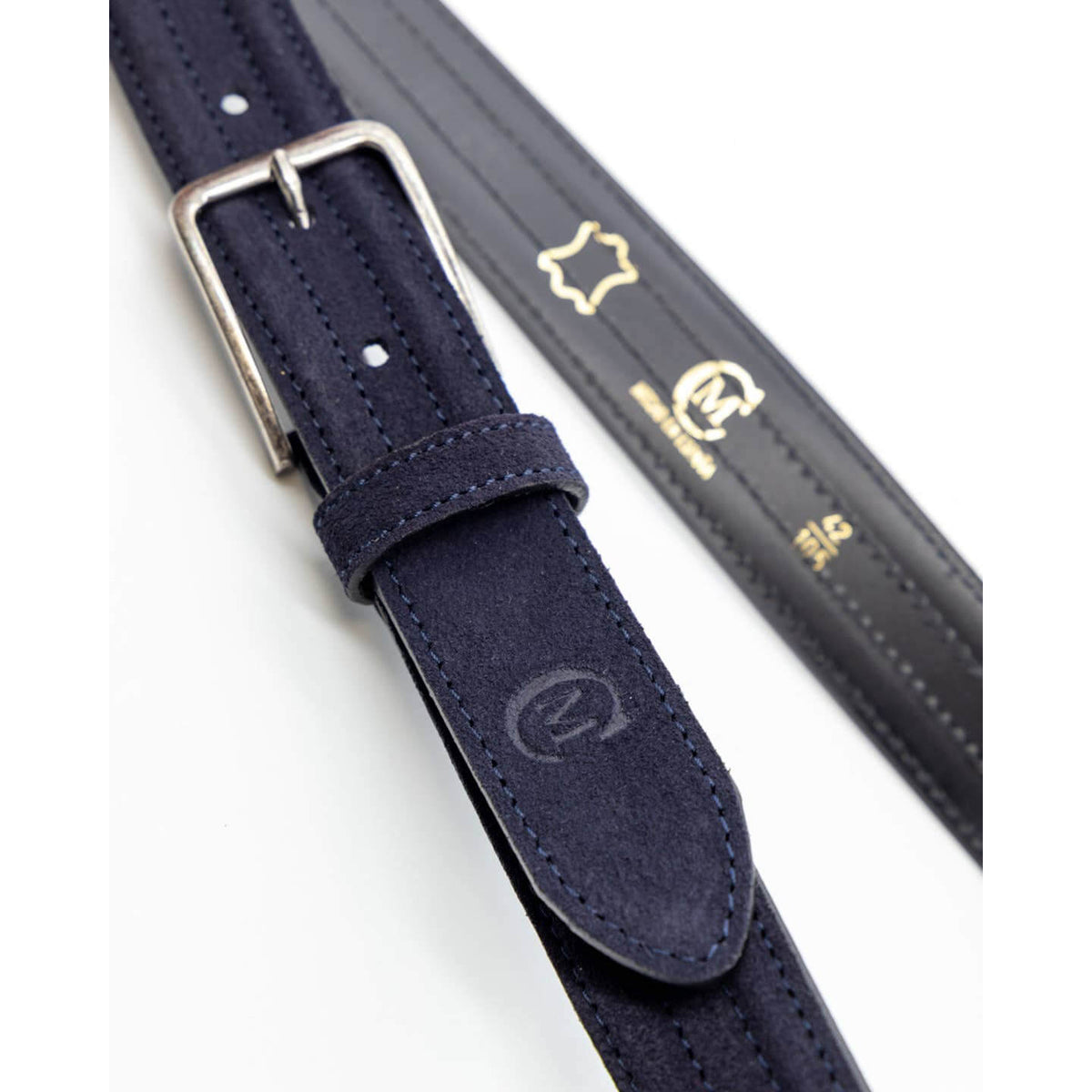 Ceinture en cuir bleu marine élégante pour homme