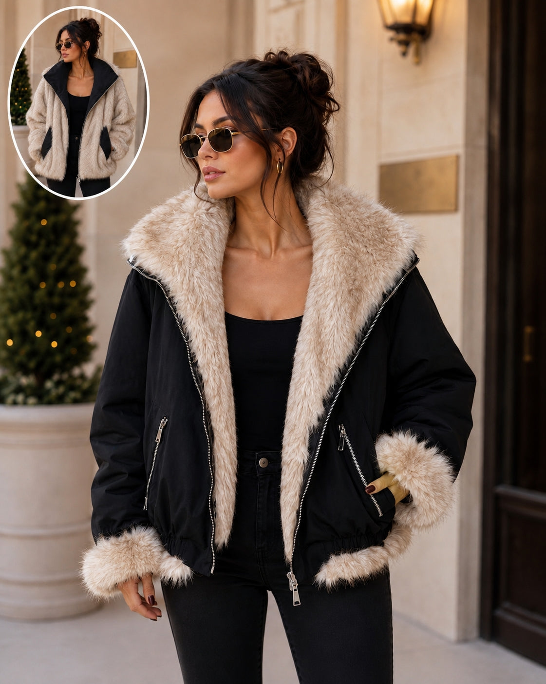 Veste Réversible Femme – Parka & Fausse Fourrure Luxe