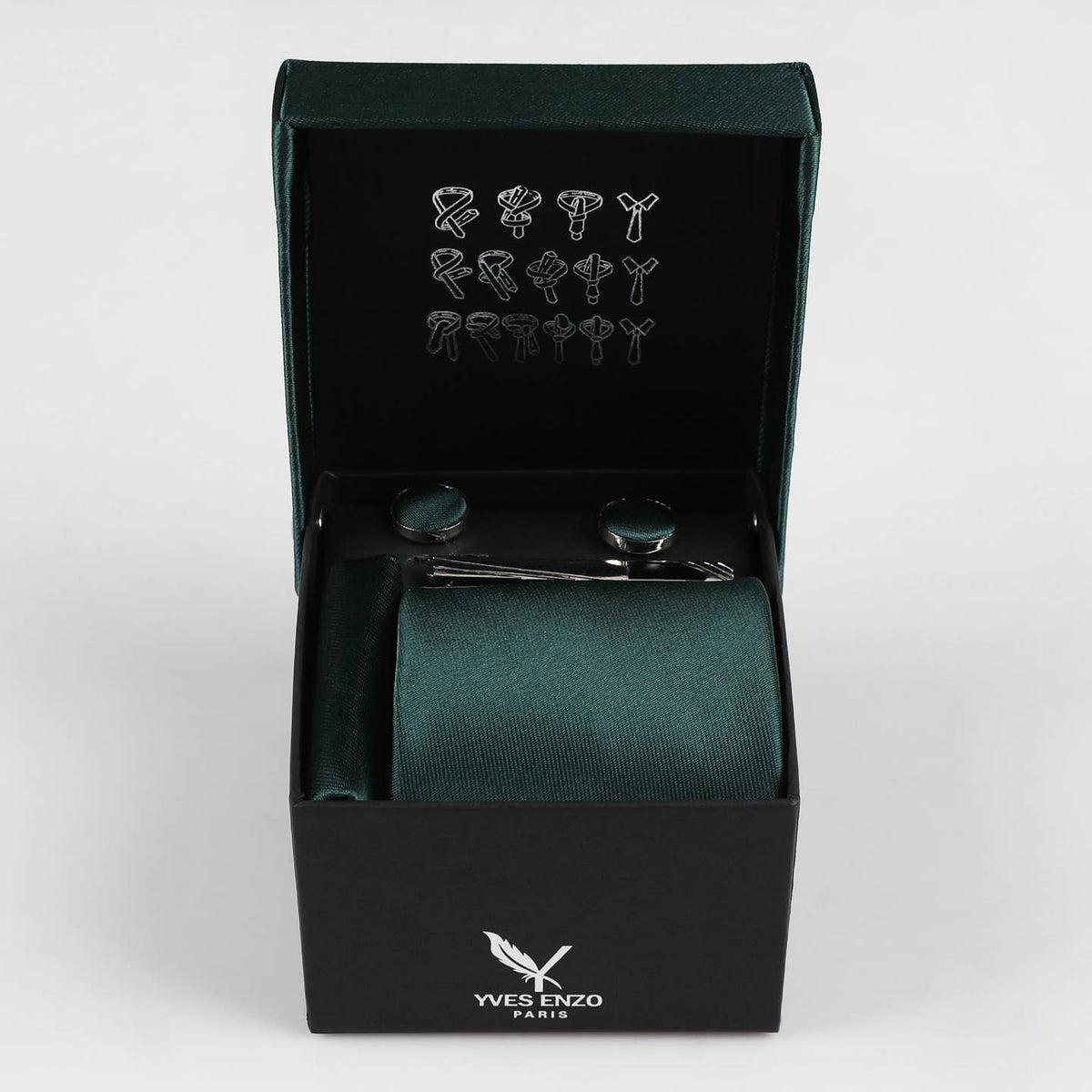 Coffret Cravate Vert Bouteille Set Complet | Yves Enzo Paris – OkikiParis