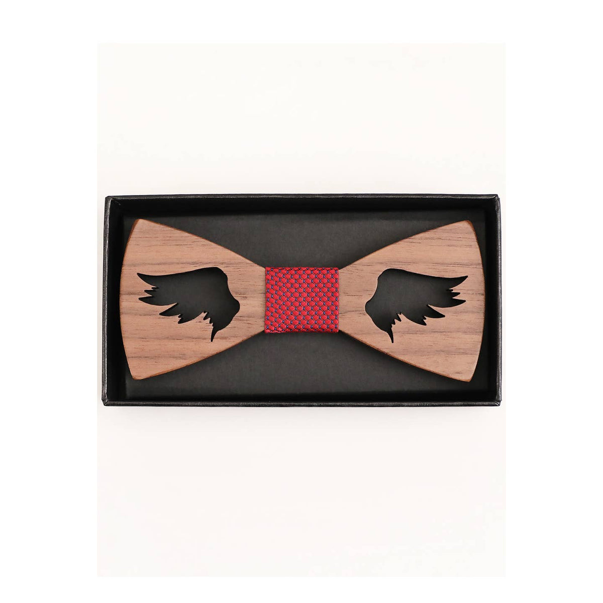Noeud papillon en bois avec mouchoir de poche