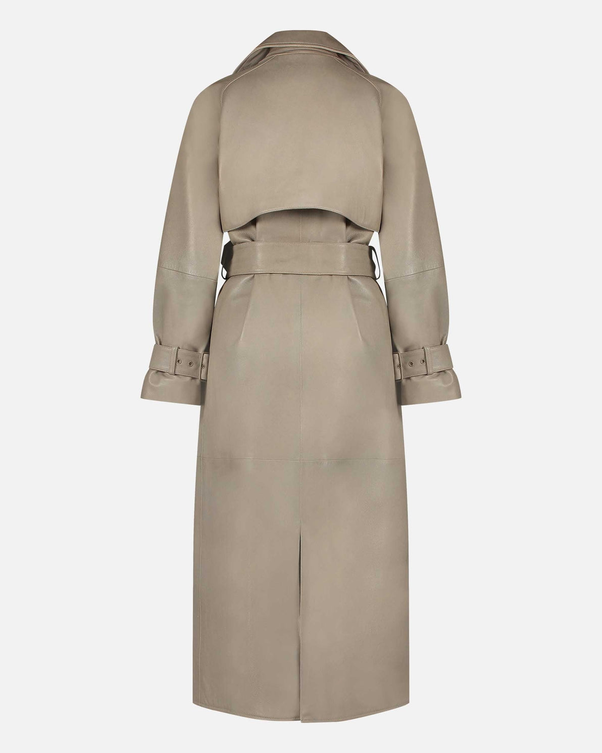 Venise │ Trench-Coat Long en Cuir d’Agneau | Ceinturé – OkikiParis