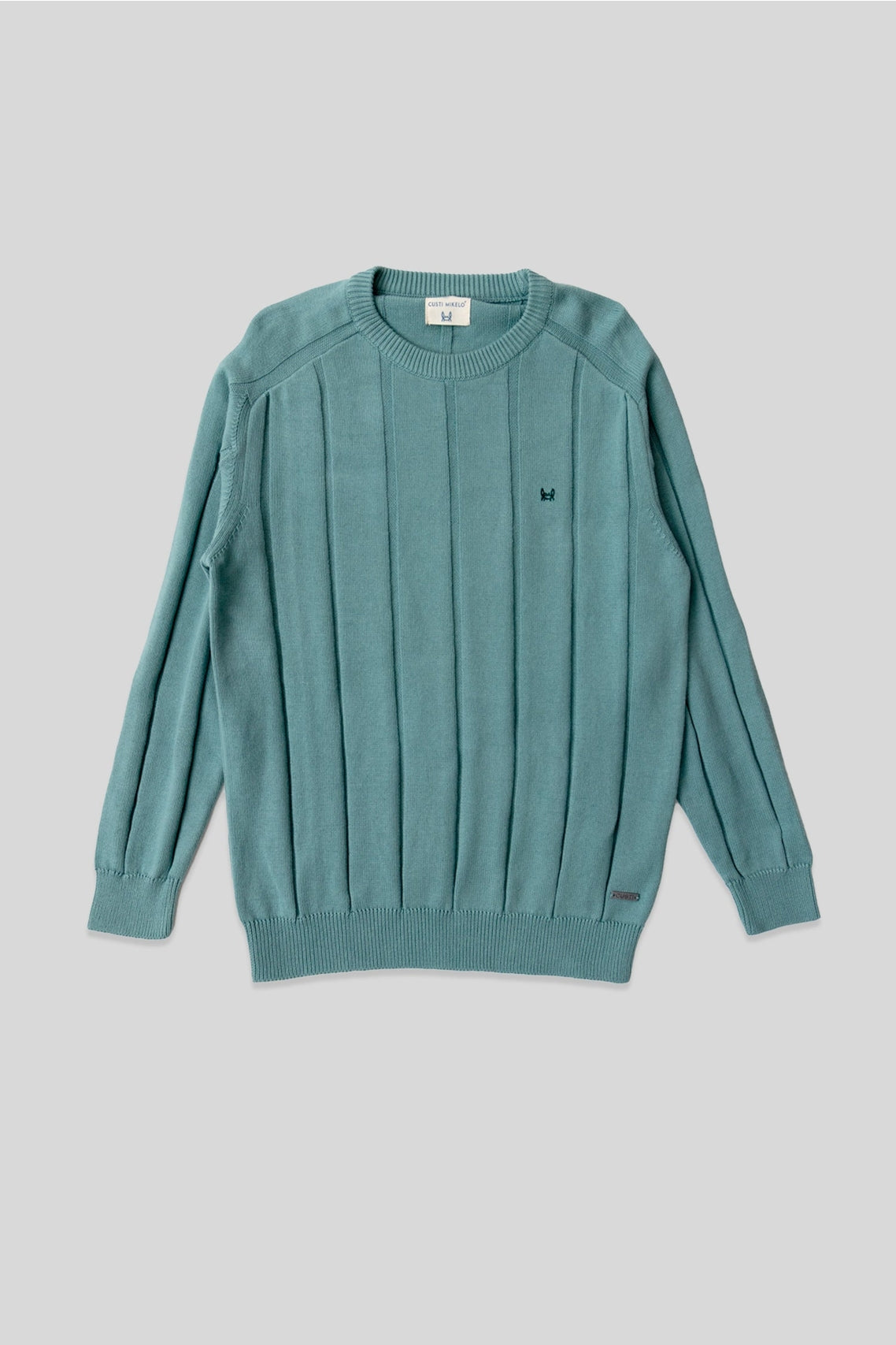 Pull à rayures verticales vert moyen