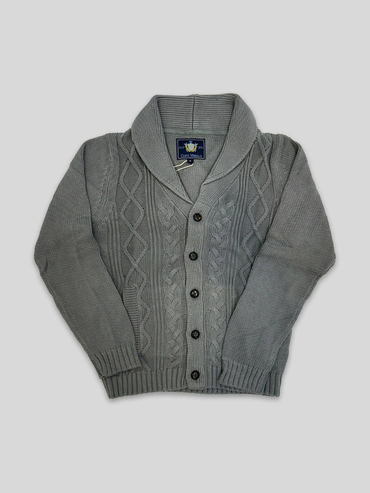 Gilet Rebeca en coton gris à torsades en coton 100 %