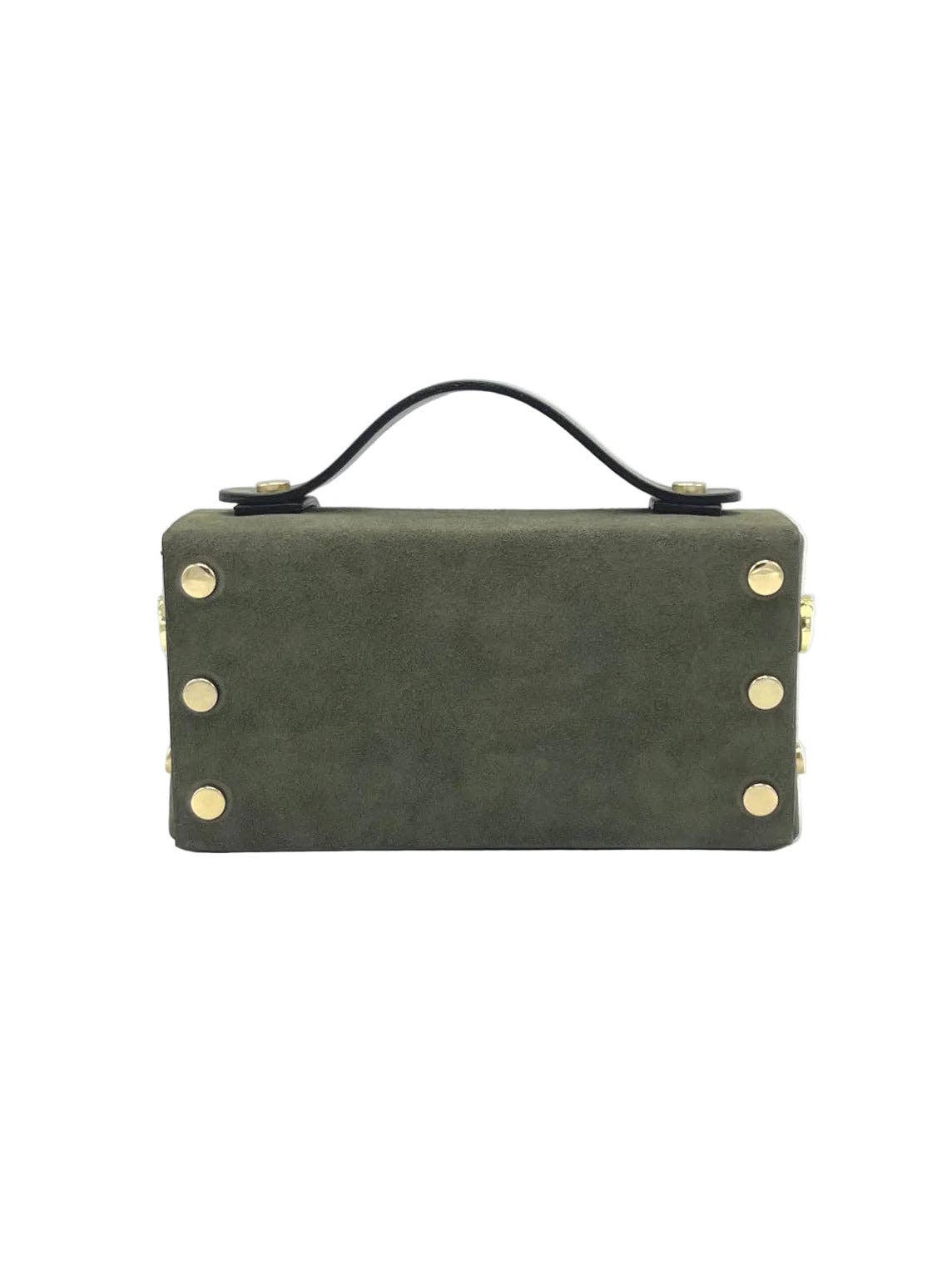 Mini pochette en cuir suédé avec chaîne, Fabriqué en Italie, art. 112629: Chameau
