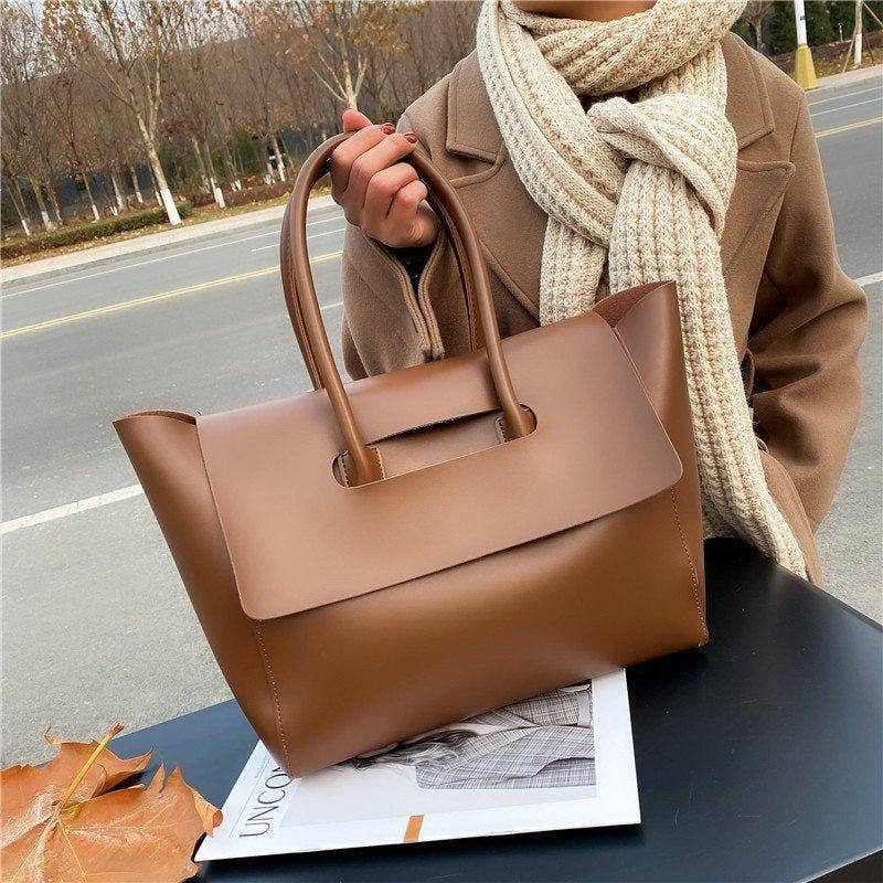 Sac cabas grande capacité pour femme, sac bandoulière pour le trajet, style rétro