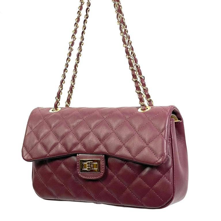 Sac en cuir matelassé extra premium pour femme avec poignée chaîne - OkikiParis