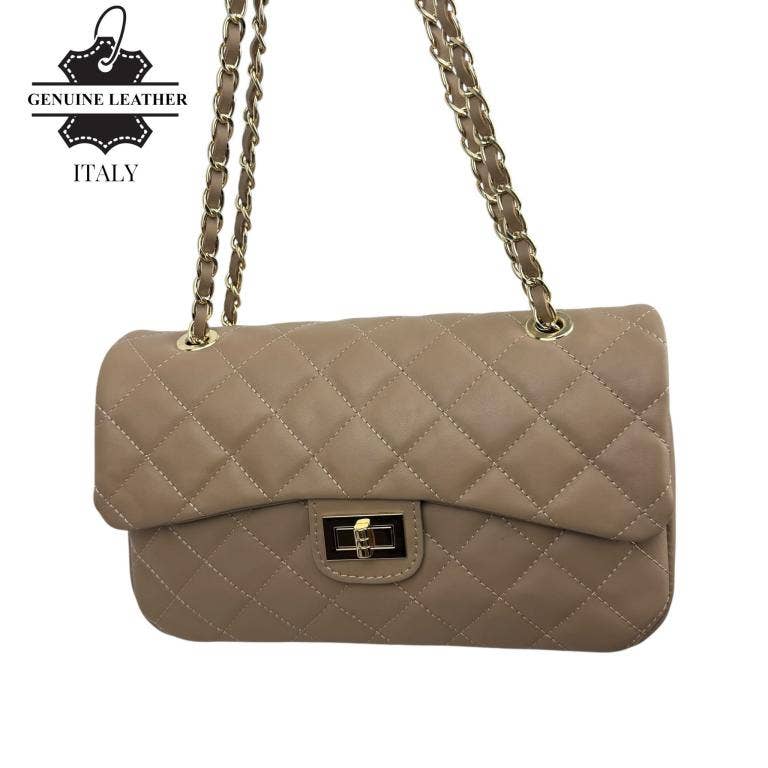 Sac en cuir matelassé extra premium pour femme avec poignée chaîne - OkikiParis
