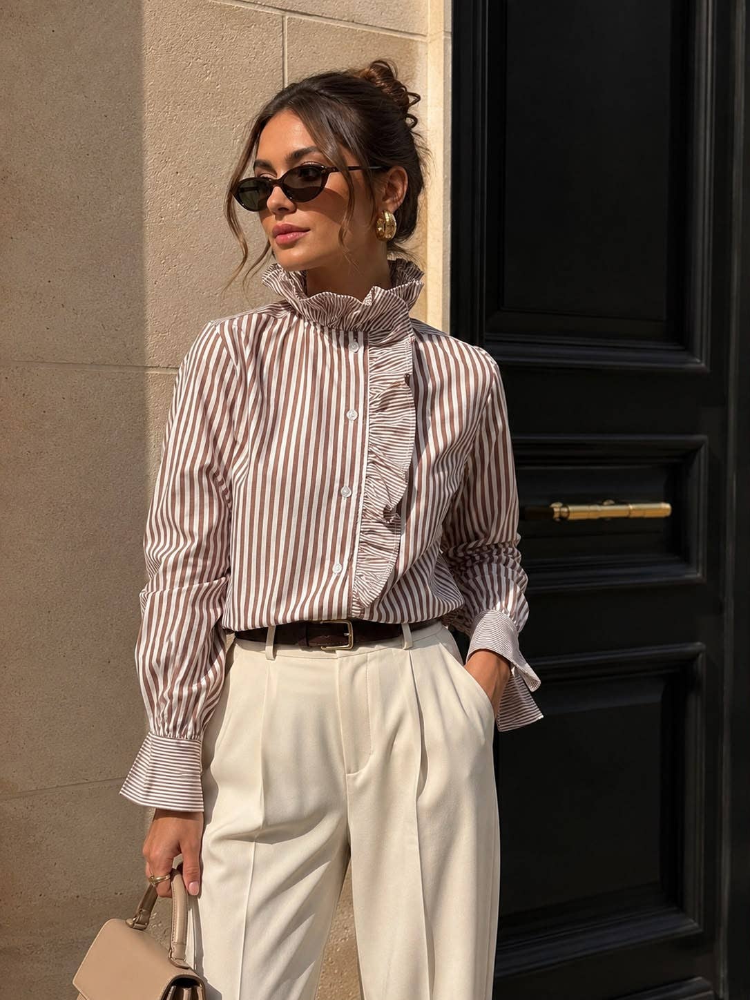 Chemise à rayures volantée - OkikiParis