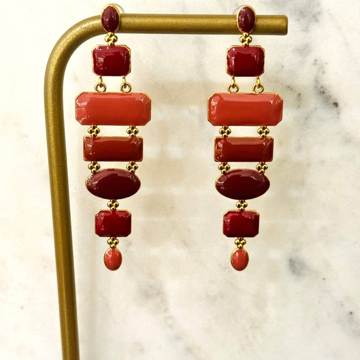 Boucles d'oreilles pendantes en émail Marilia - OkikiParis