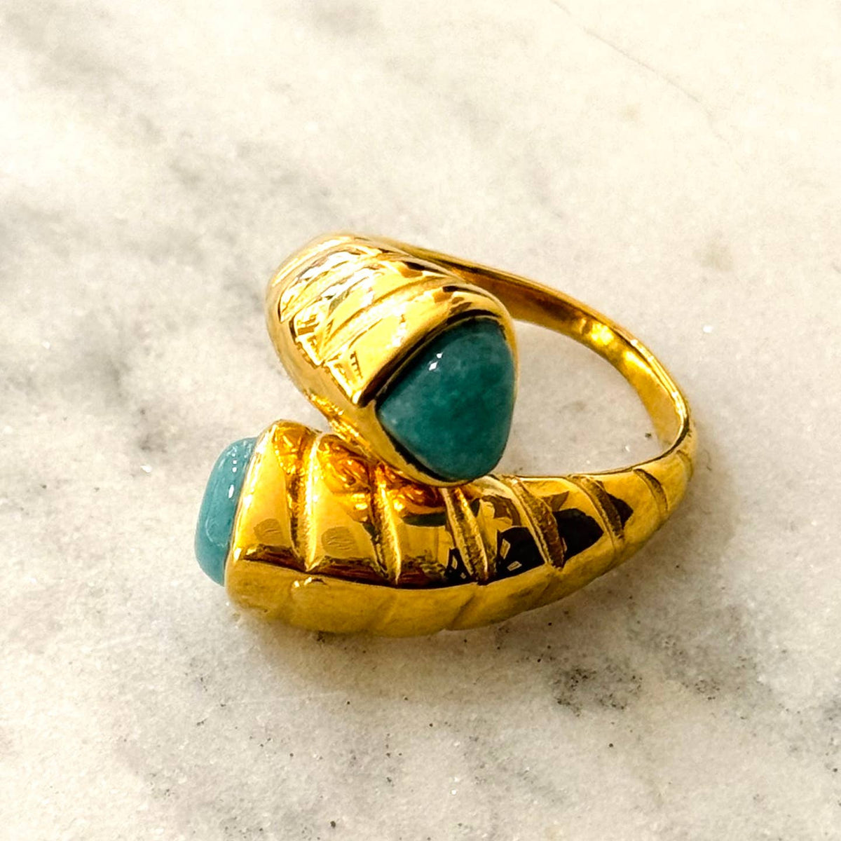 Bague Perota en acier inoxydable avec pierres minérales - OkikiParis