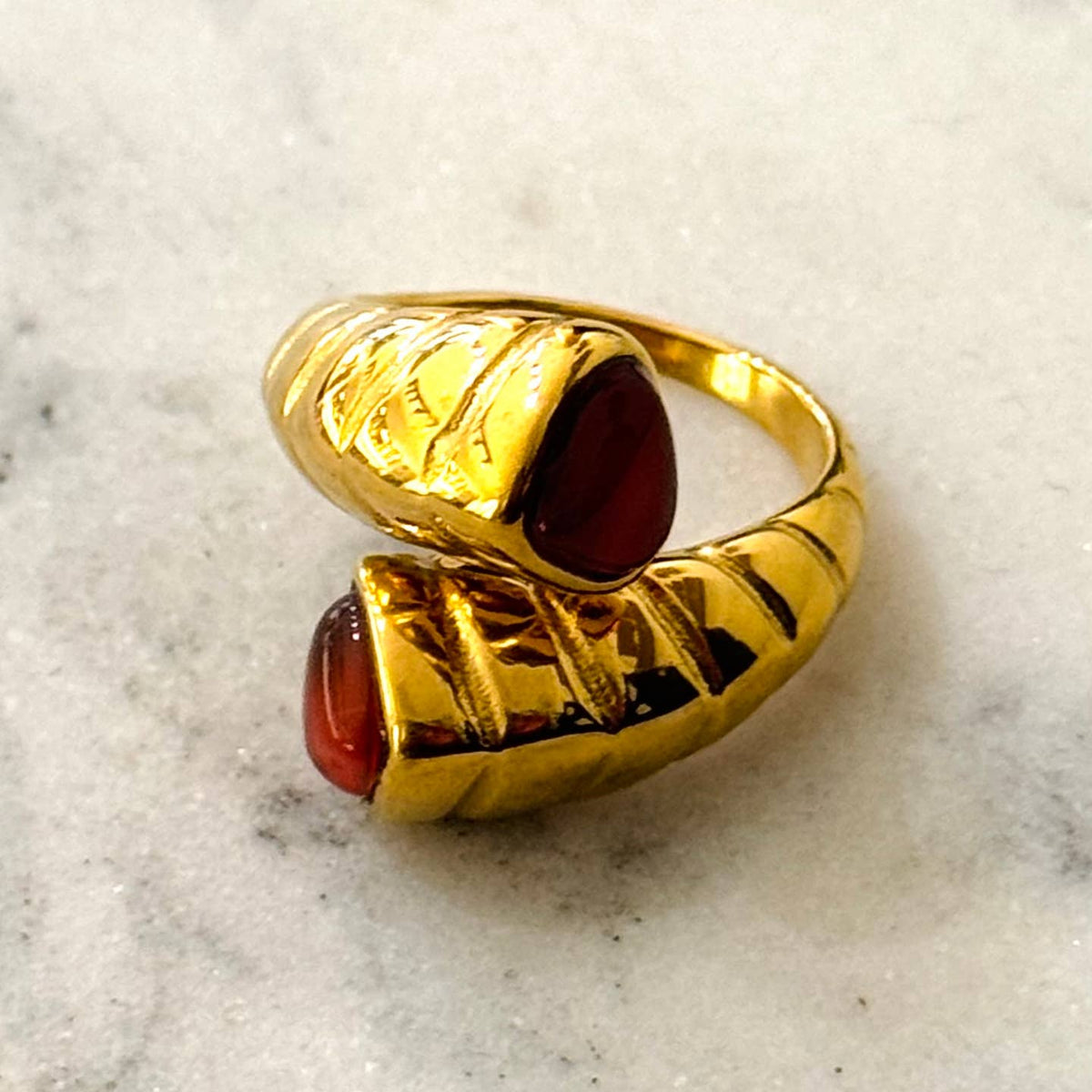 Bague Perota en acier inoxydable avec pierres minérales - OkikiParis