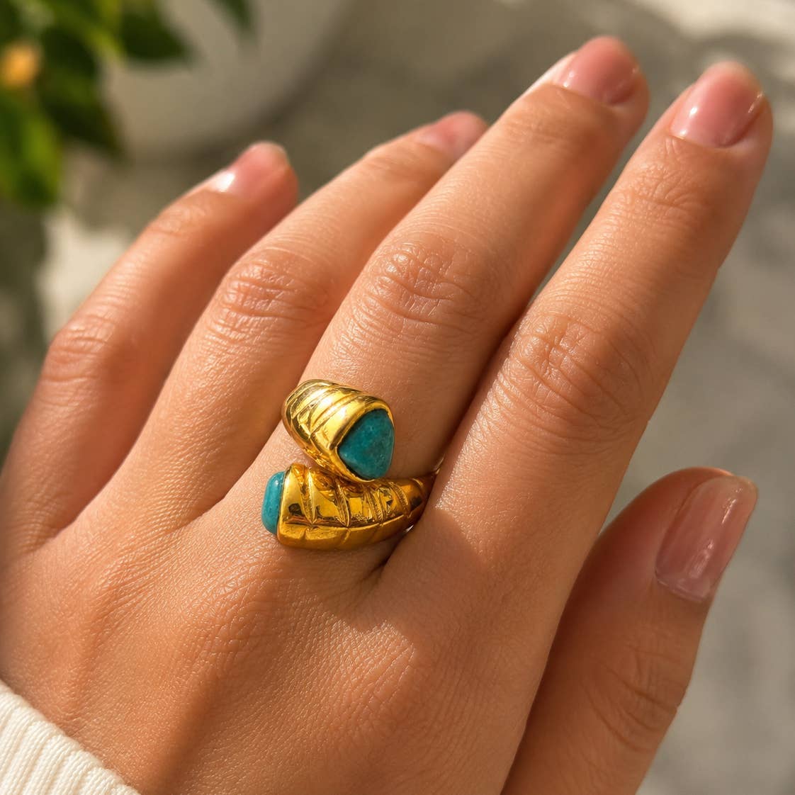 Bague Perota en acier inoxydable avec pierres minérales - OkikiParis