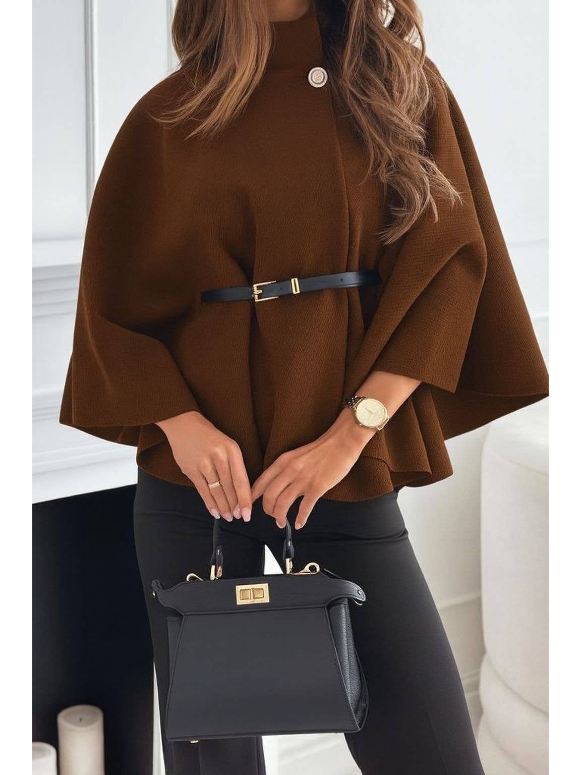 Poncho cape femme avec une ceinture - OkikiParis