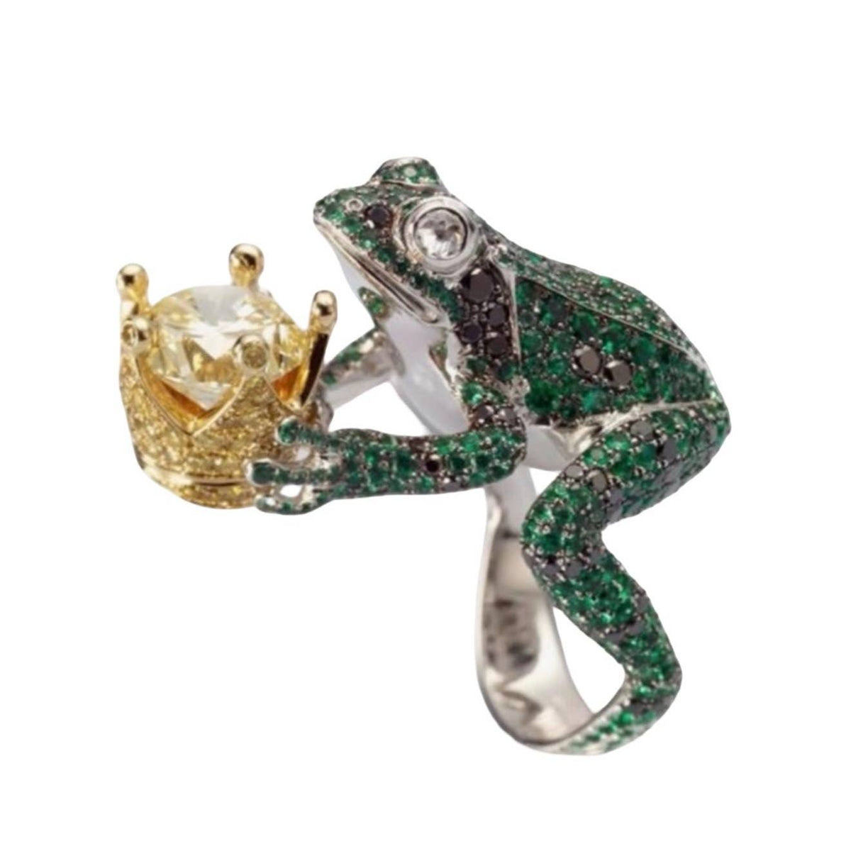Bague prince grenouille vert émeraude, conte de fées, édition limitée - OkikiParis