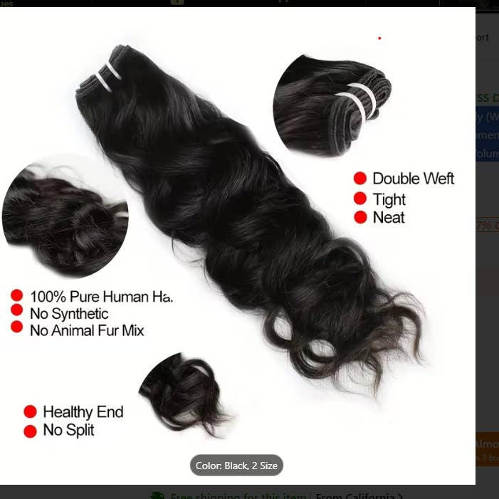 2 paquets de tissage en cheveux humains vierges malaisiens — ondulation naturelle - OkikiParis
