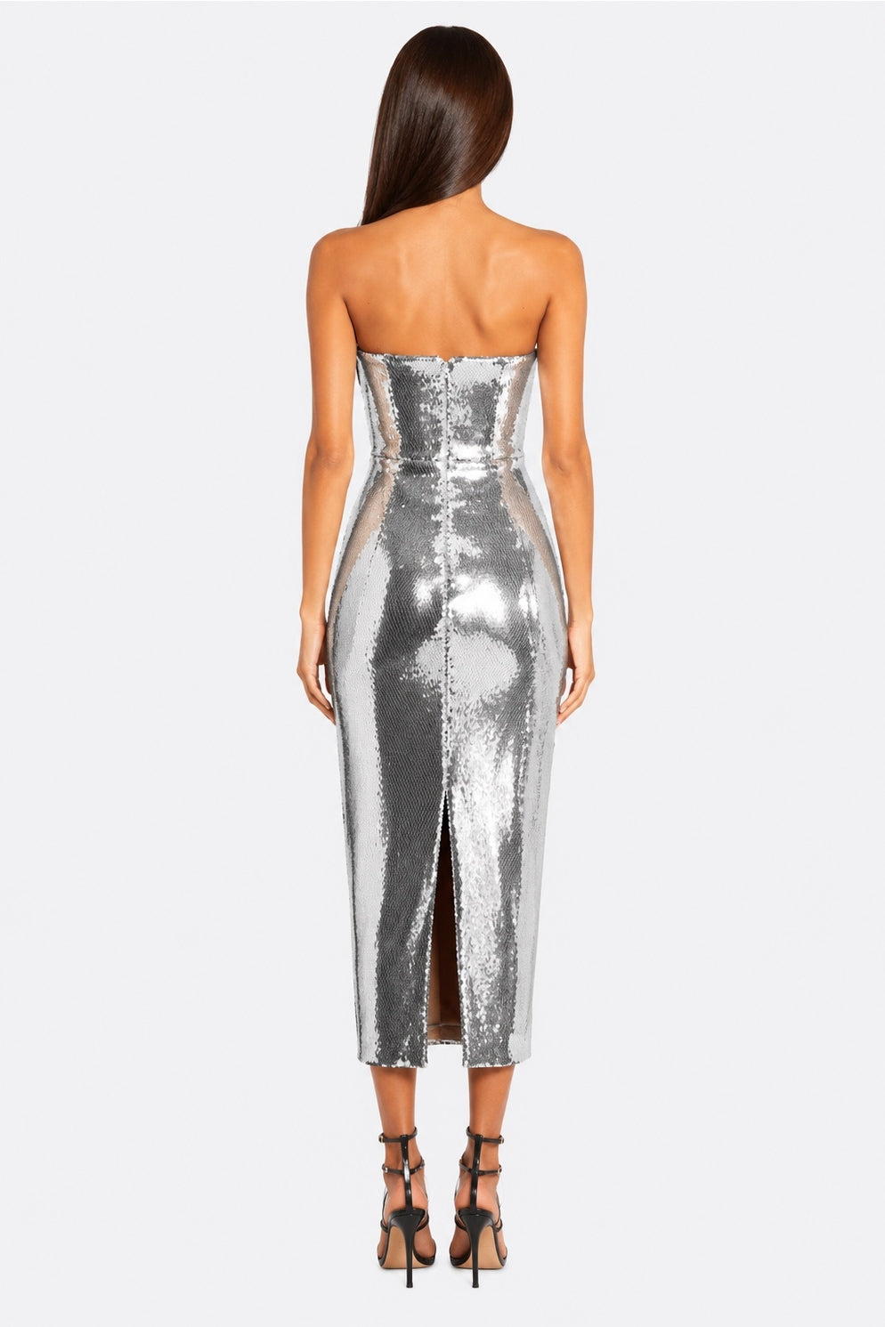 Robe midi à sequins argentés - OkikiParis