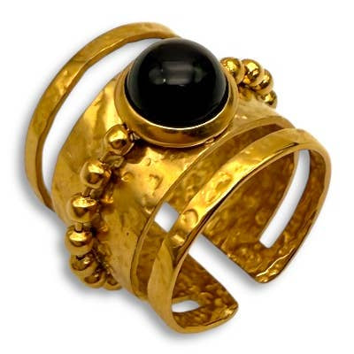 Bague en obsidienne – Bague audacieuse au ton noir avec un design affirmé - OkikiParis