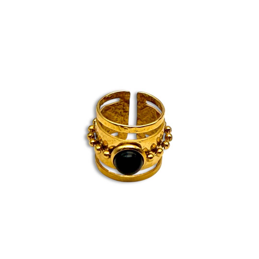 Bague en obsidienne – Bague audacieuse au ton noir avec un design affirmé - OkikiParis
