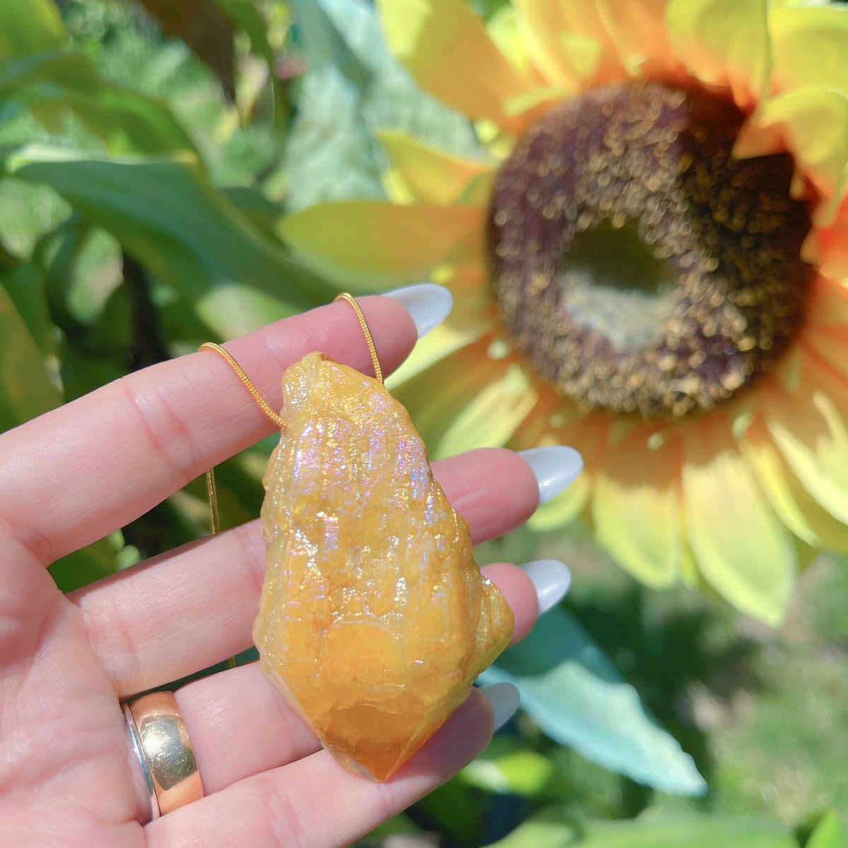 Collier brésilien en quartz citrine doré - OkikiParis