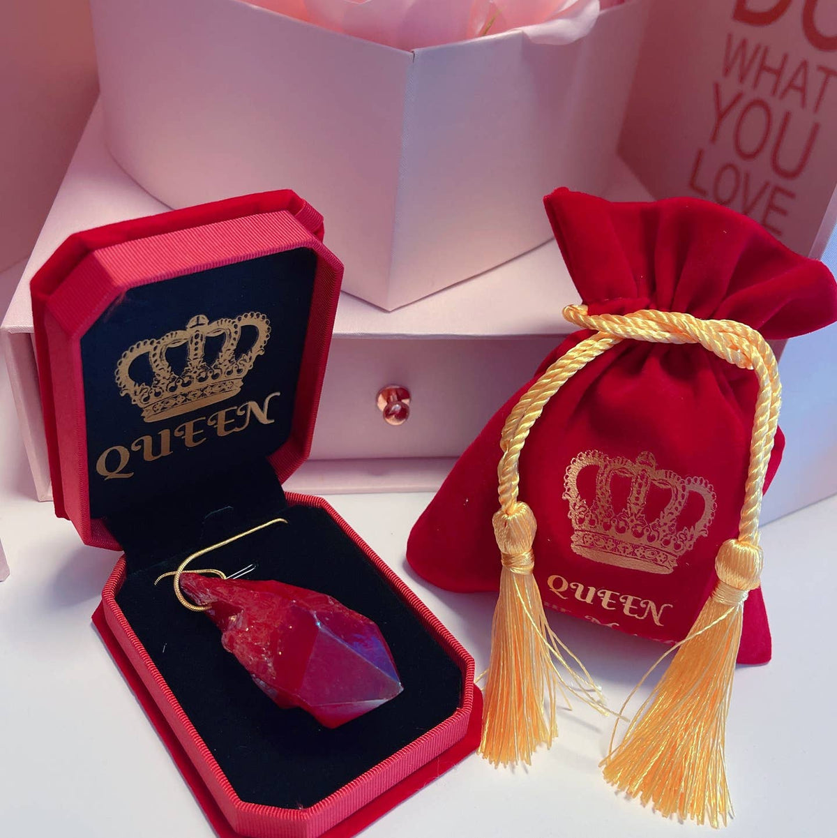 Collier en quartz saphir padparadscha de plus de 300 carats - OkikiParis