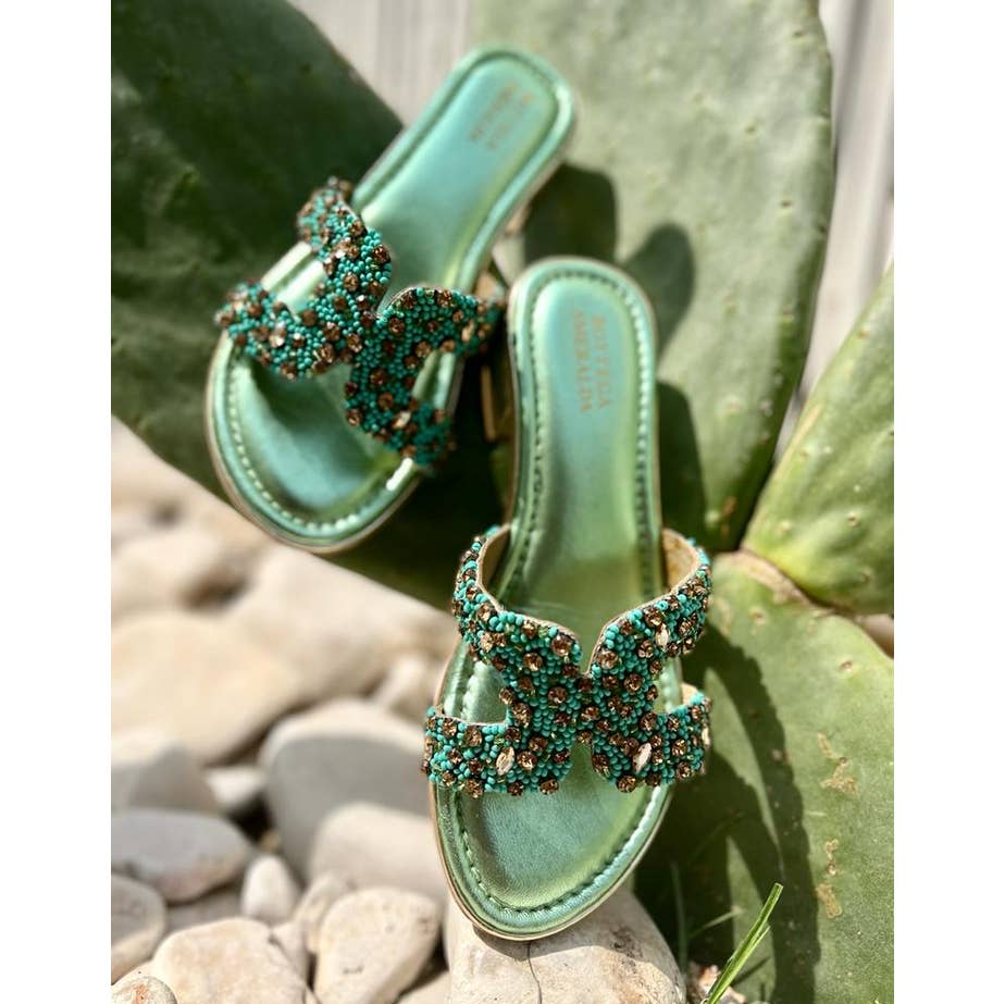 SANDALE H CRYSTAL VERT D'EAU - OkikiParis