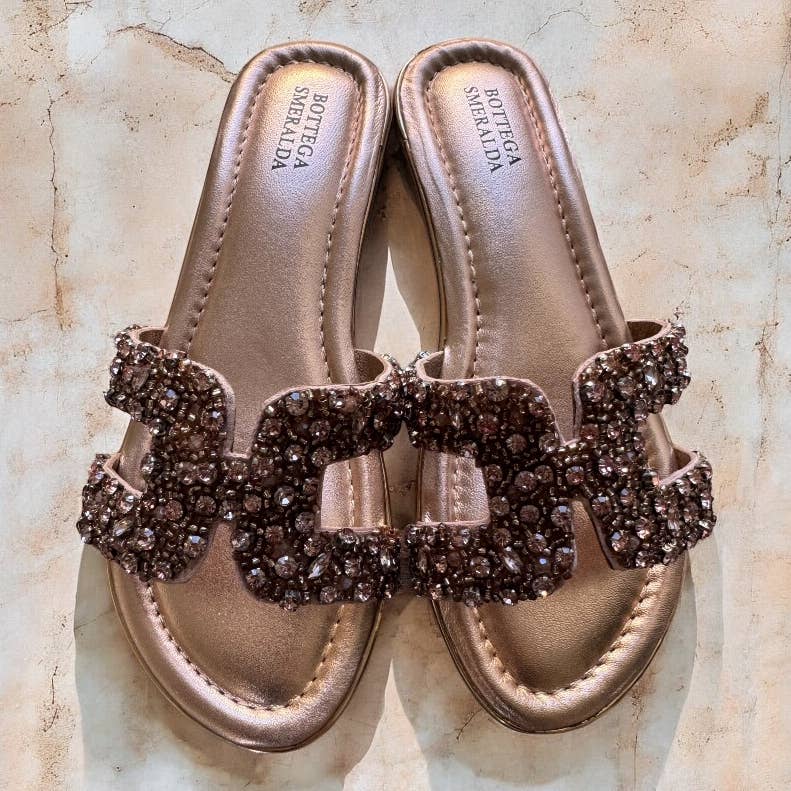 SANDALE H CRYSTAL BEIGE-OR - OkikiParis