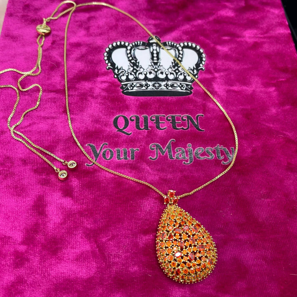 Collier en or 18 carats avec grenat spessartite et saphir - OkikiParis