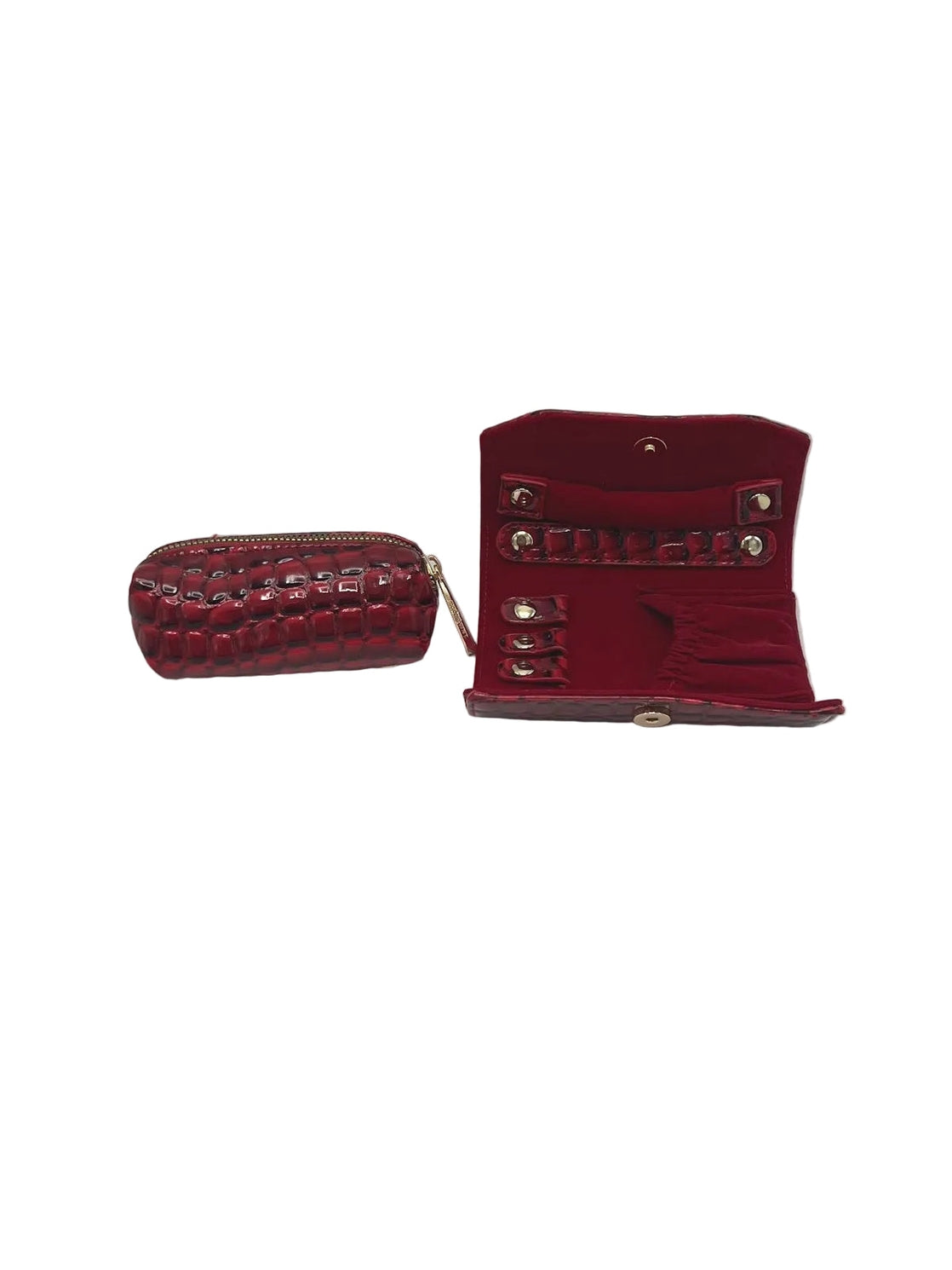 Organisateur de voyage pour bijoux en cuir synthétique pour femme avec poche zippée et porte-bagues - OkikiParis