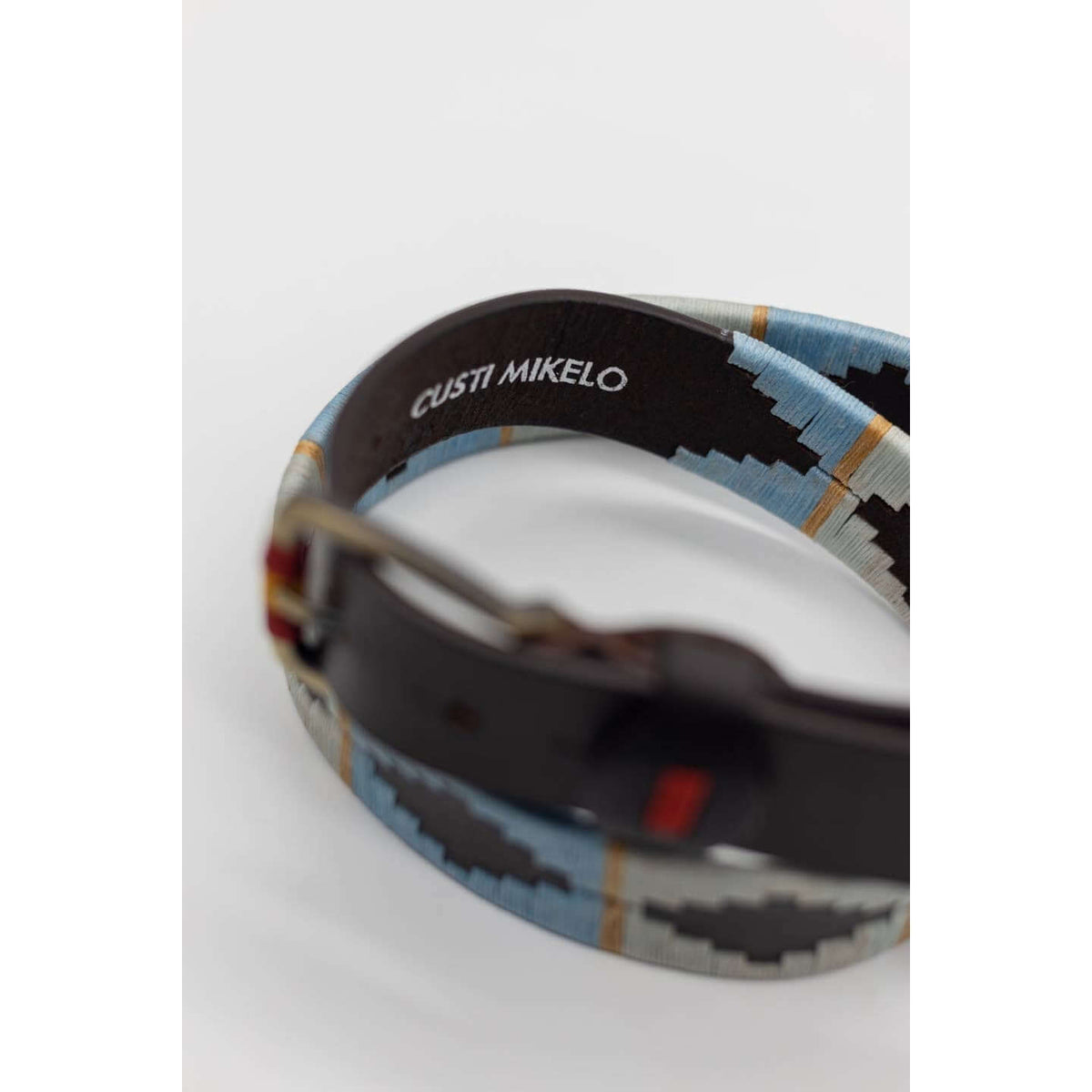 Ceinture cuir argentin bleu céleste homme
