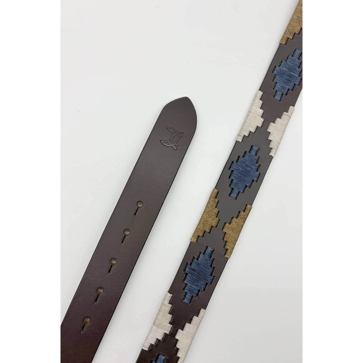 Ceinture en cuir marine noisette pour homme