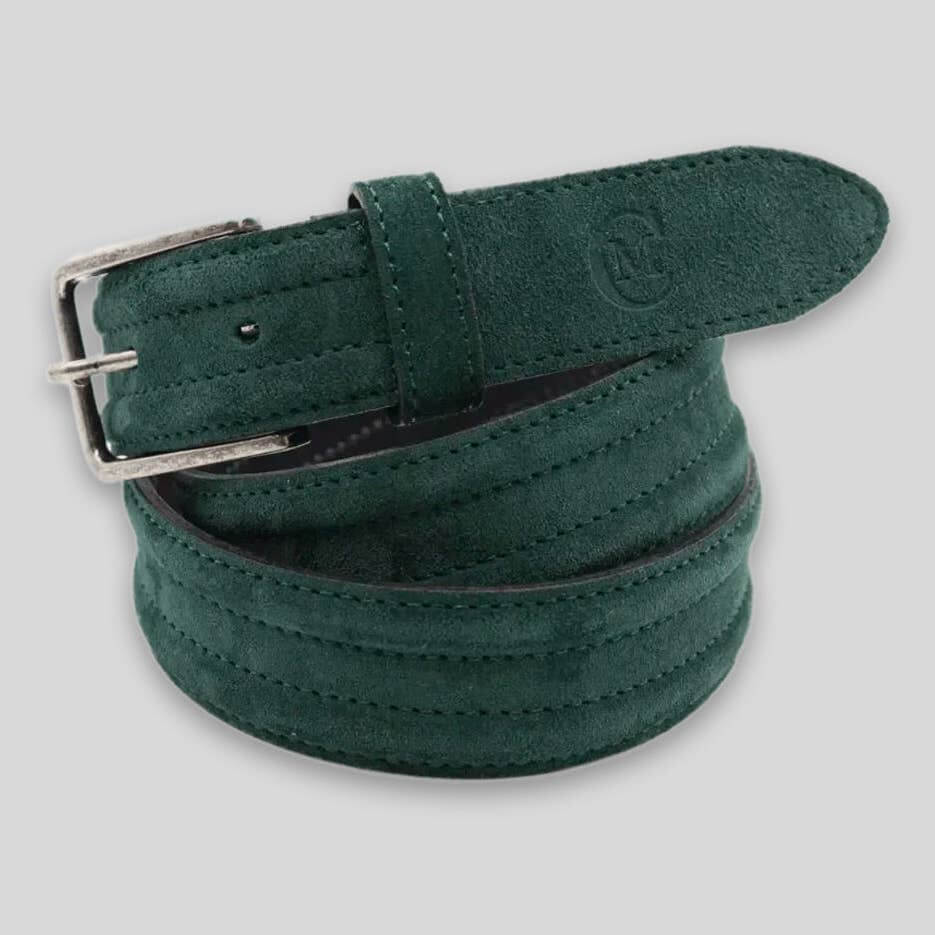 Ceinture homme en cuir vert bouteille