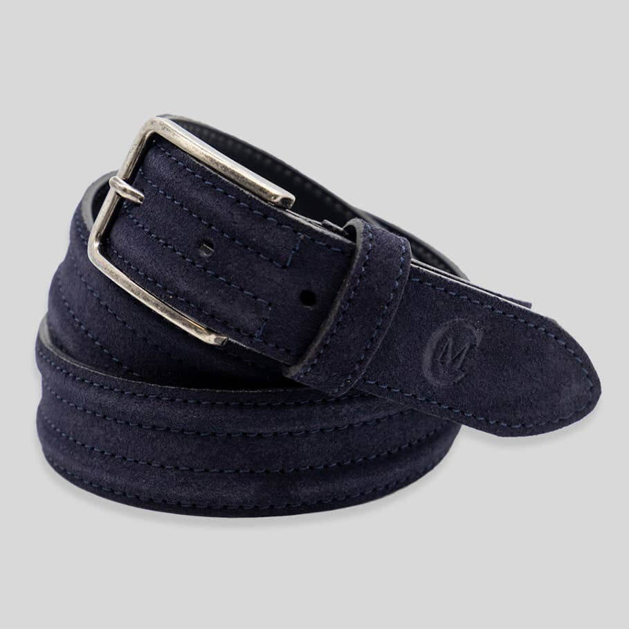 Ceinture homme en cuir bleu marine